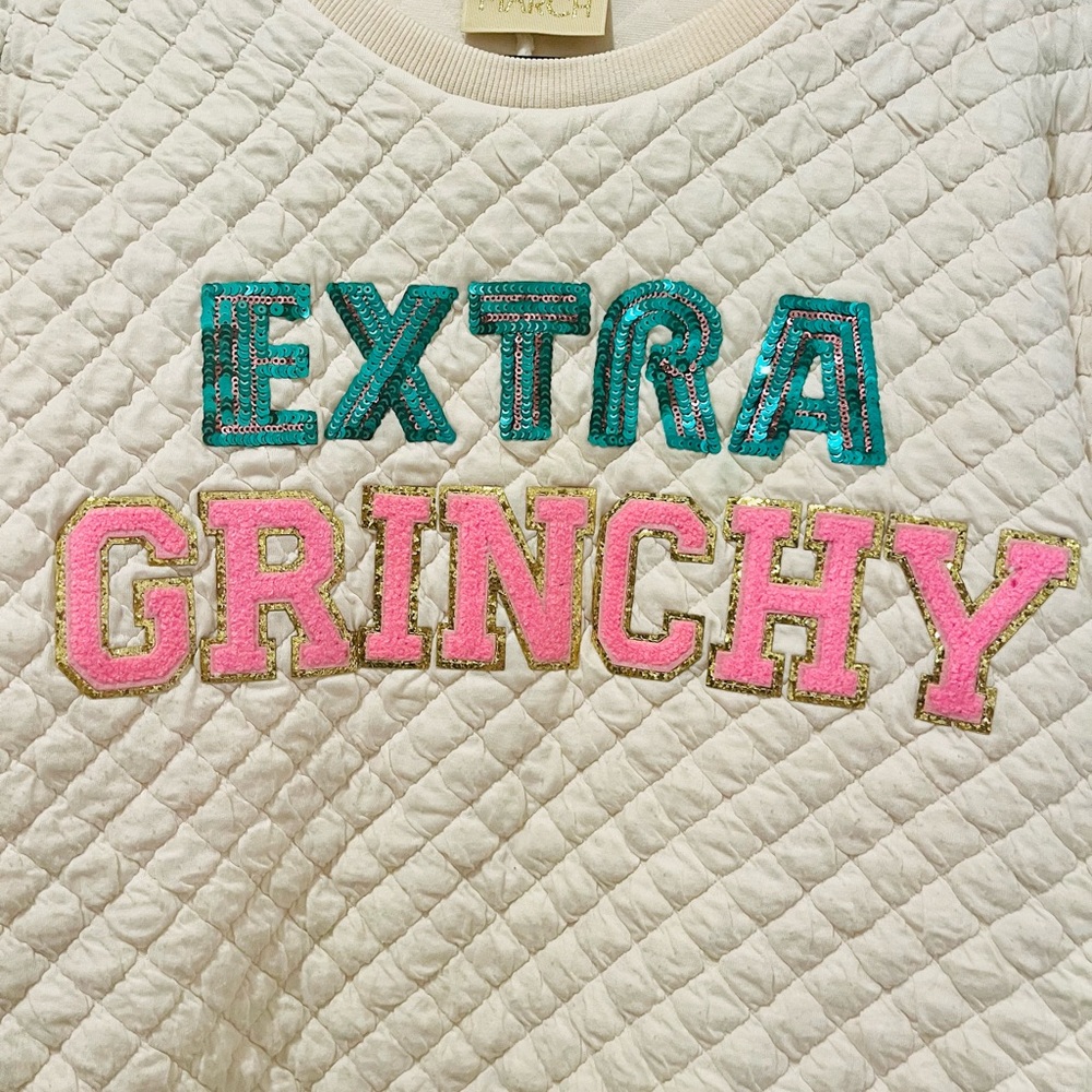 Limited Edition Judith March Sequin Quilted Pullover - “Extra Grinchy”